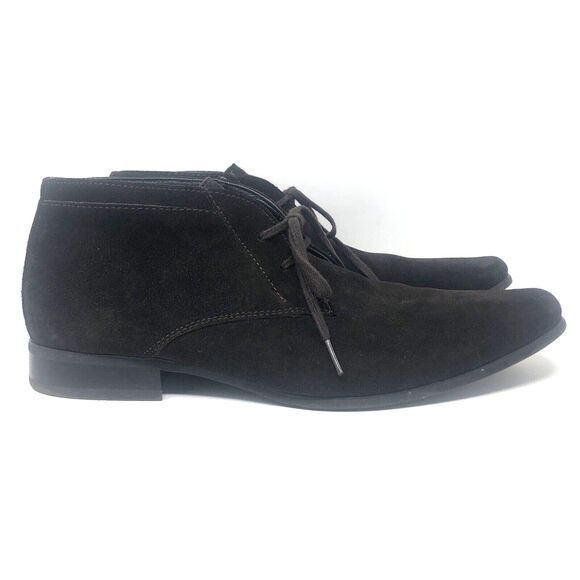 Calvin Klein Ballard Chukka Boots Mens Size 10 Dark Brown Suede Lace Up Ankle - Picture 1 of 12